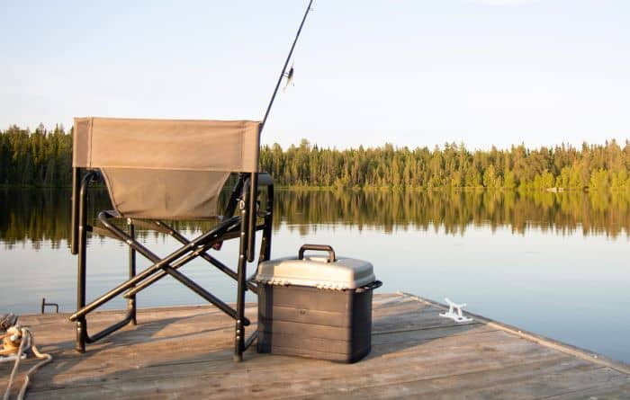 Fishing cooler and chair.