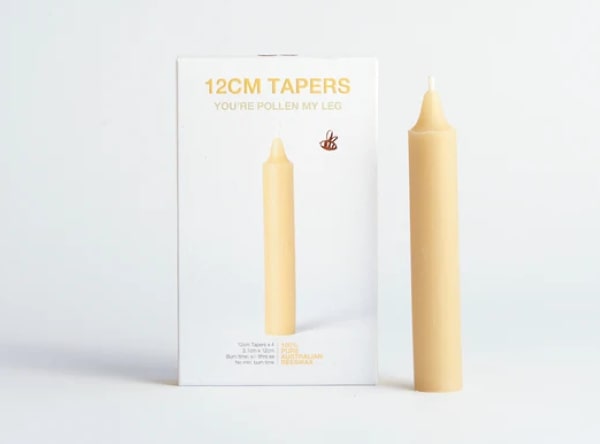 Beeswax dinner tapers.